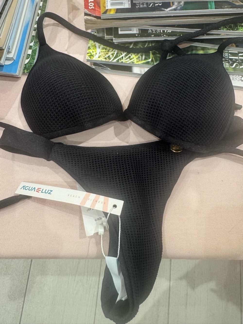 Black Textured Push-Up Bikini Set